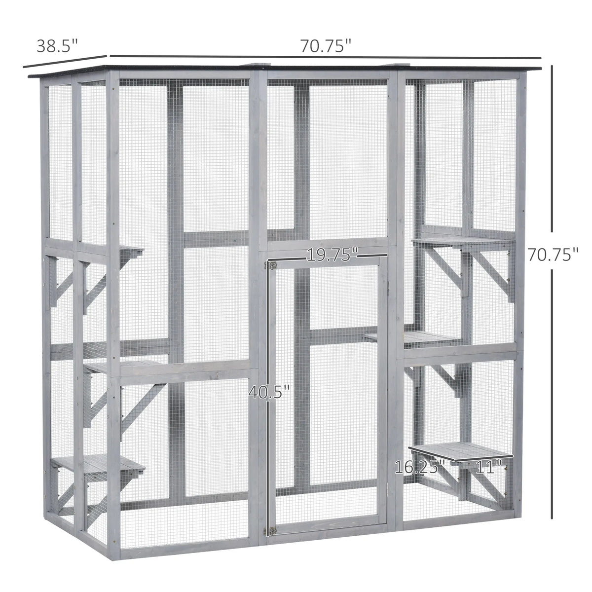 Large Outdoor Catio Enclosure Weatherproof Cat House with Asphalt Roof Wooden - Image 5