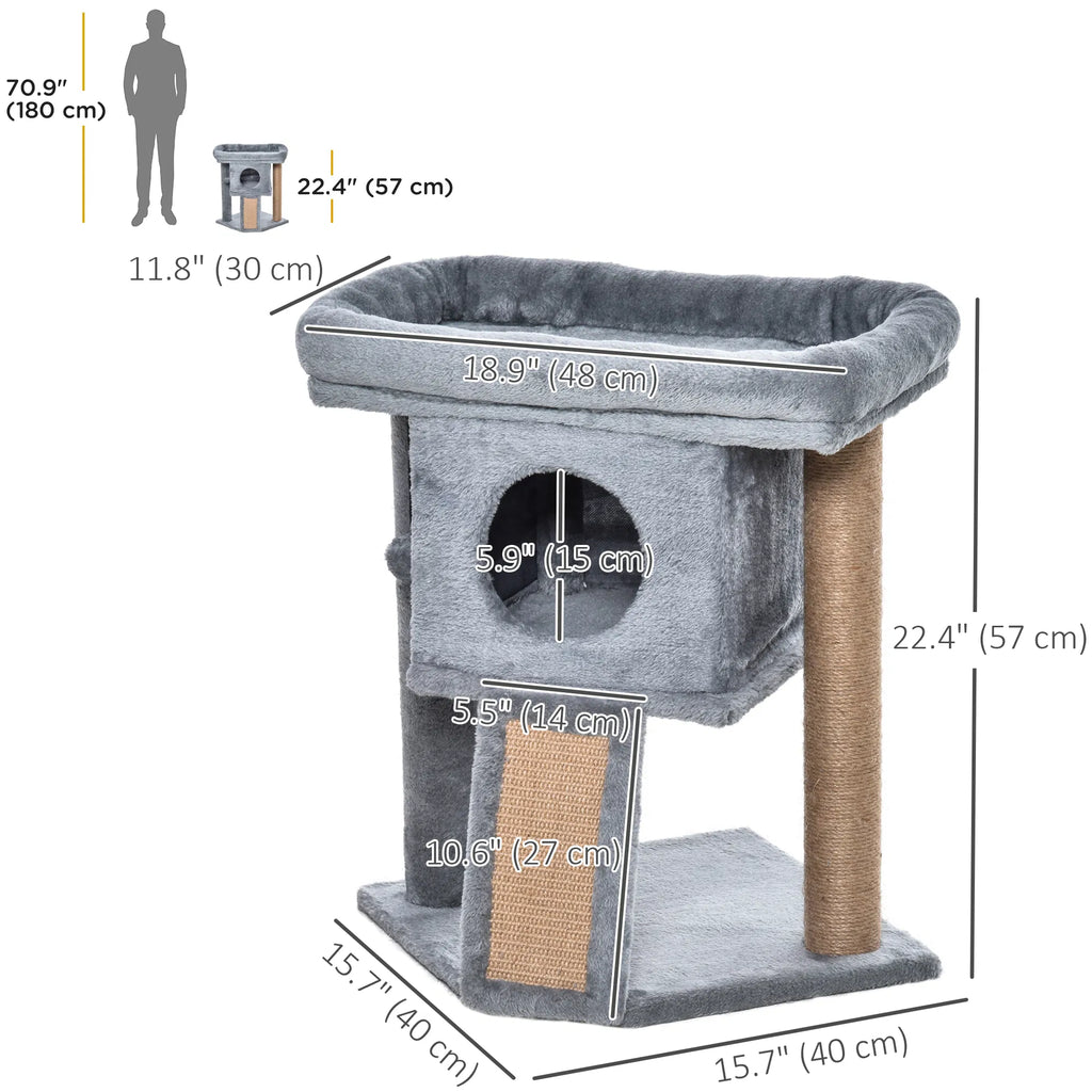 Cat Tree Small Cat Tower with Perch Scratching Post Cat Condo Toy Ball for - Image 3