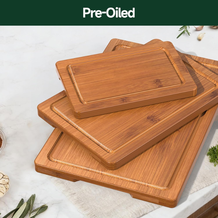 3 Piece Carbonized Bamboo Cutting Board Set Deep Carbonized Chopping Boards - Image 5