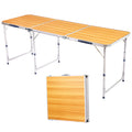 6-Foot Wood-Grain Aluminum Folding Table