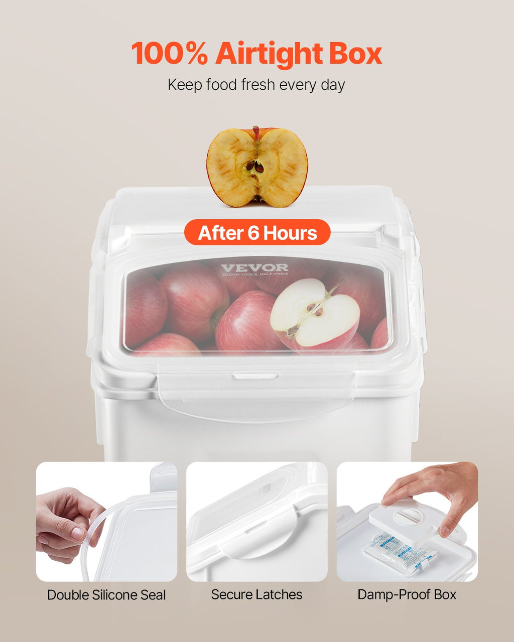 5galx2 Ingredient Storage Container Airtight Kitchen Bin - Angle and Detail View