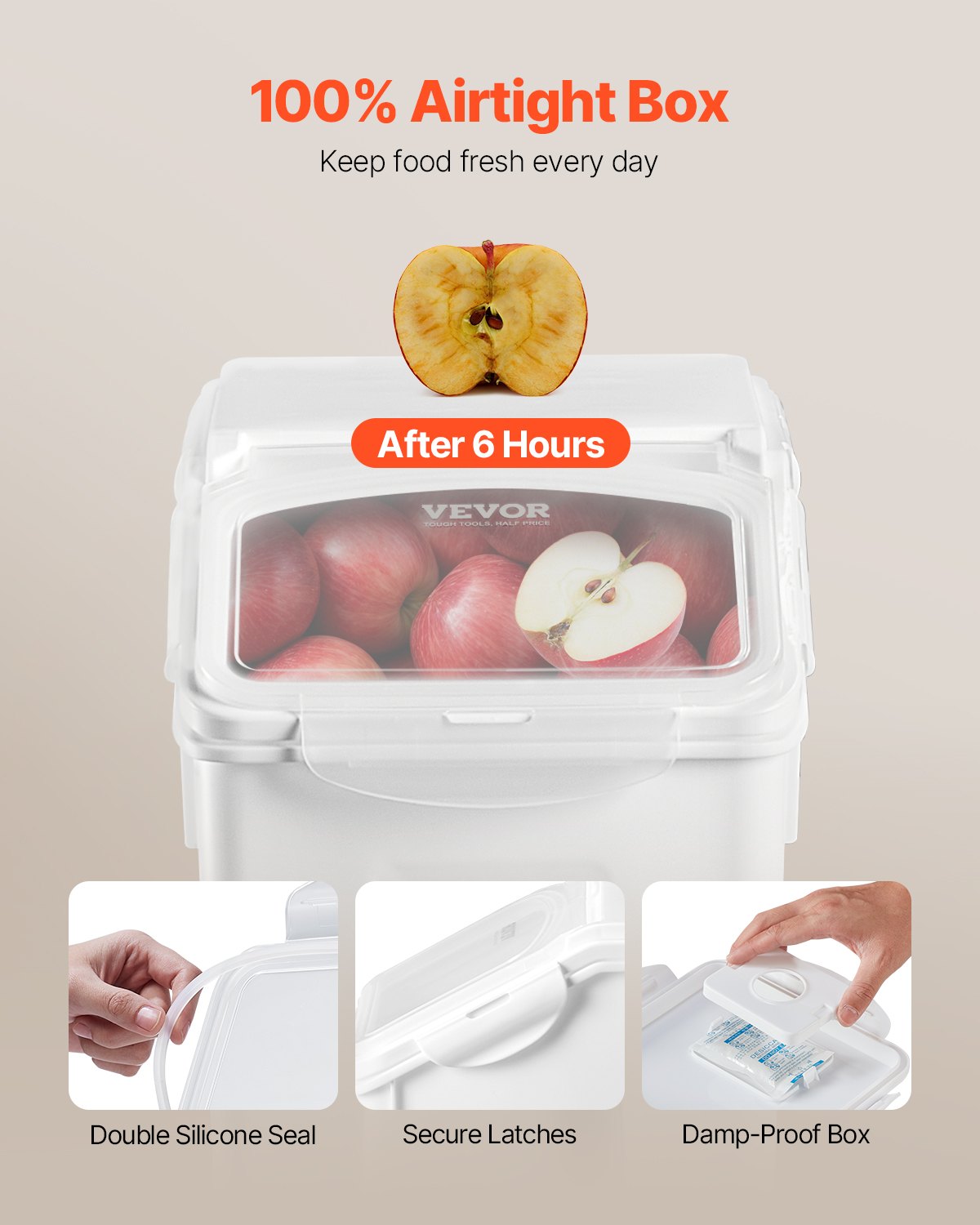 5galx2 Ingredient Storage Container Airtight Kitchen Bin - Angle and Detail View