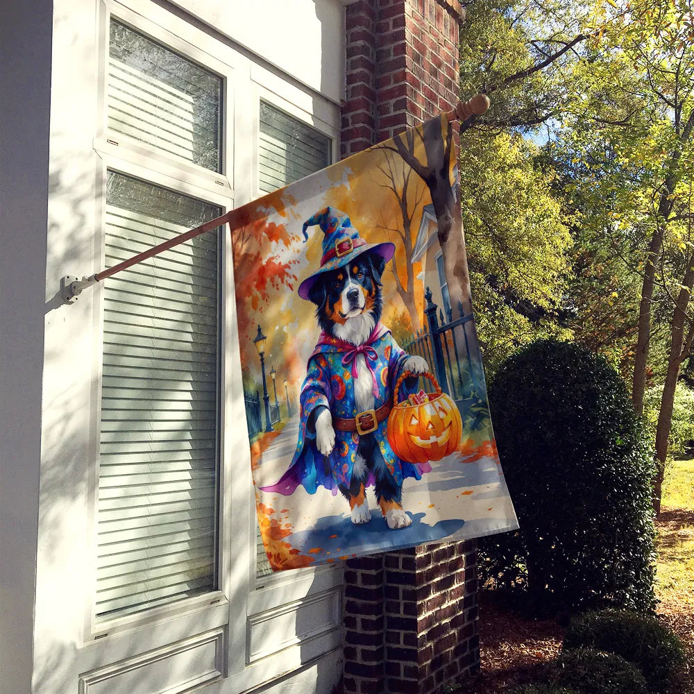 Bernese Mountain Dog Halloween Trick Or Treat House Flag Large Porch Sleeve - Image 3