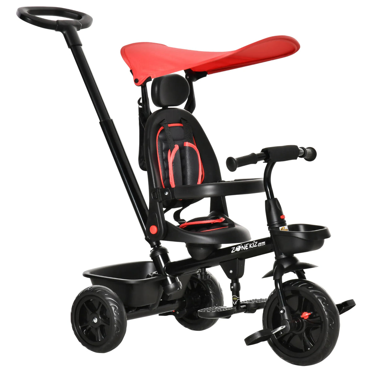 Kids Tricycle 4 In 1 Trike with Reversible Angle Adjustable Seat Removable