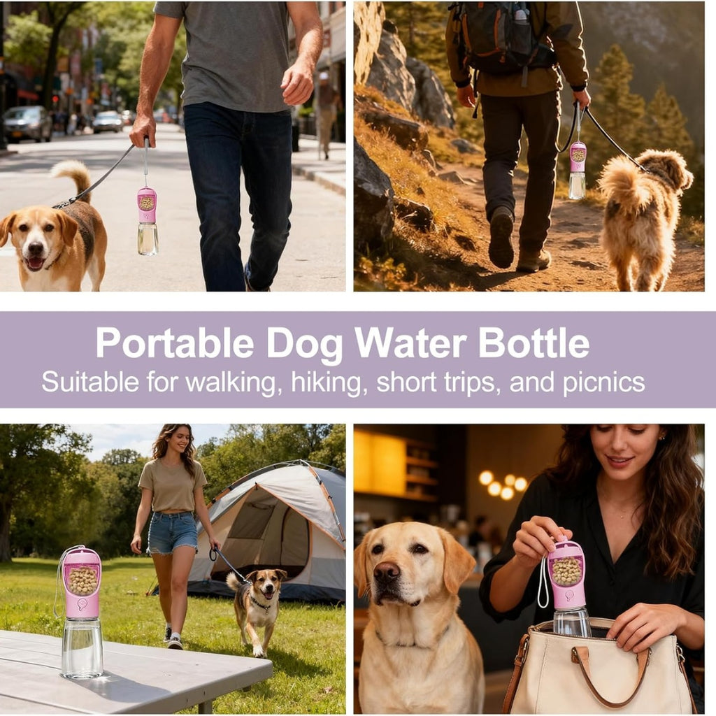 portable dog water bottle with dimensions and features
