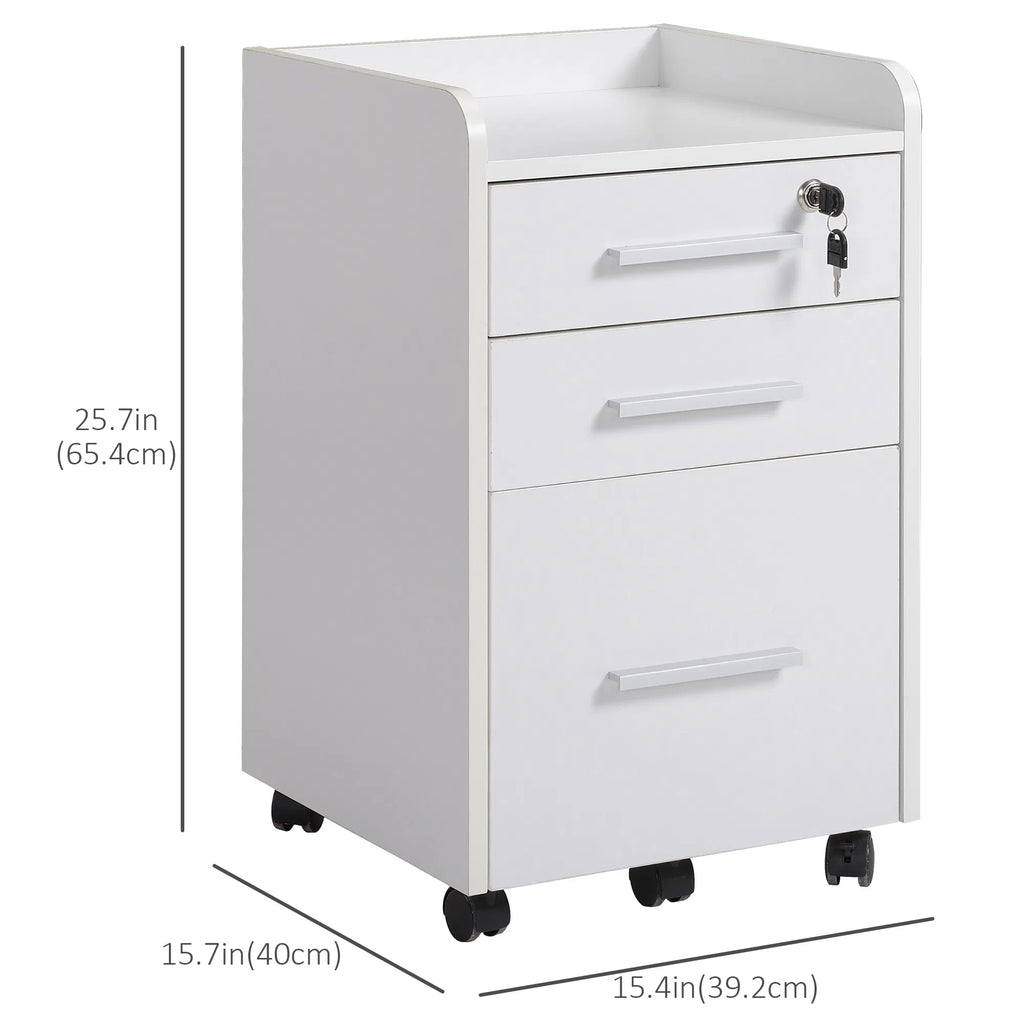 3 Drawer File Cabinet with Lock and Edged Top Lockable Filing Cabinet on