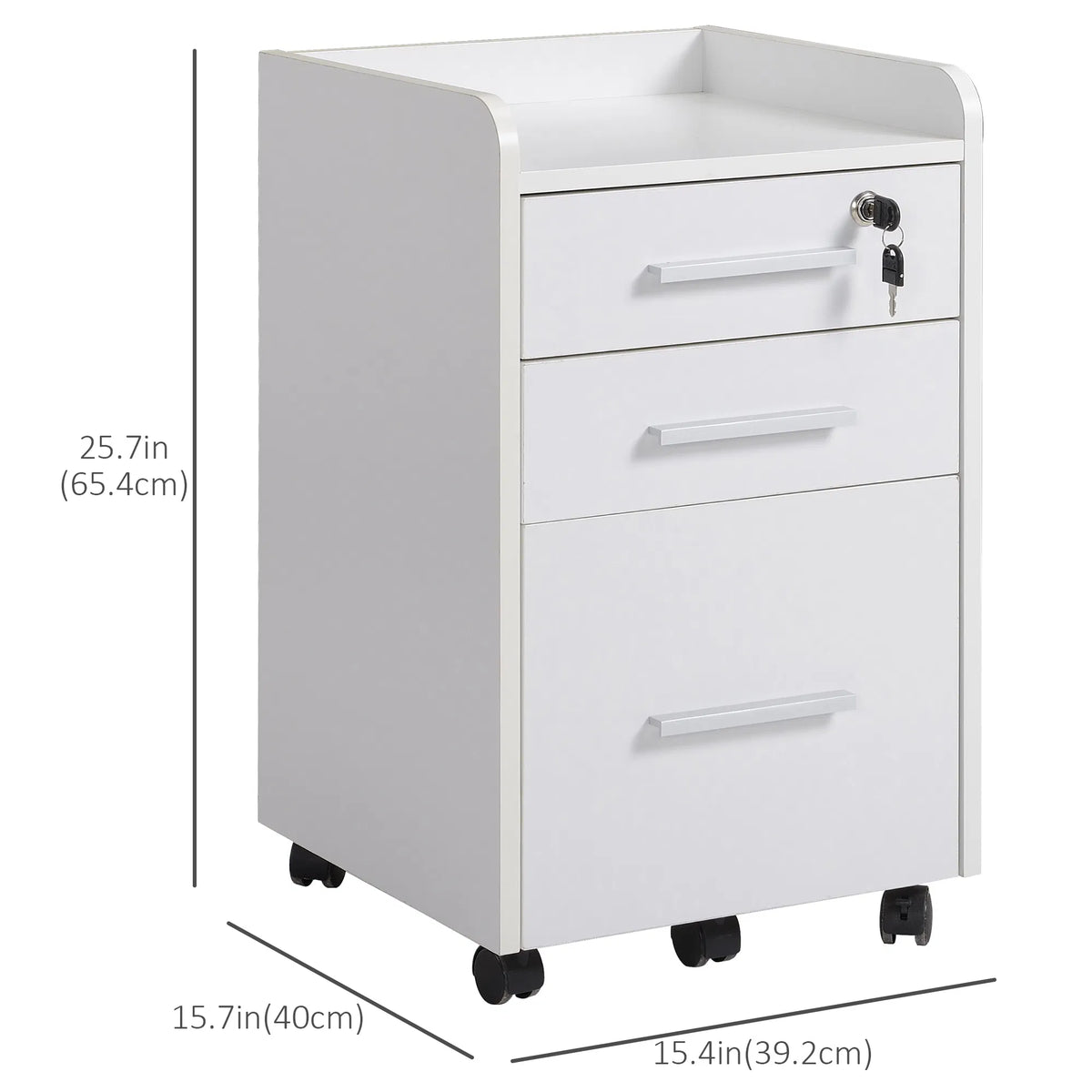 3 Drawer File Cabinet with Lock and Edged Top Lockable Filing Cabinet on