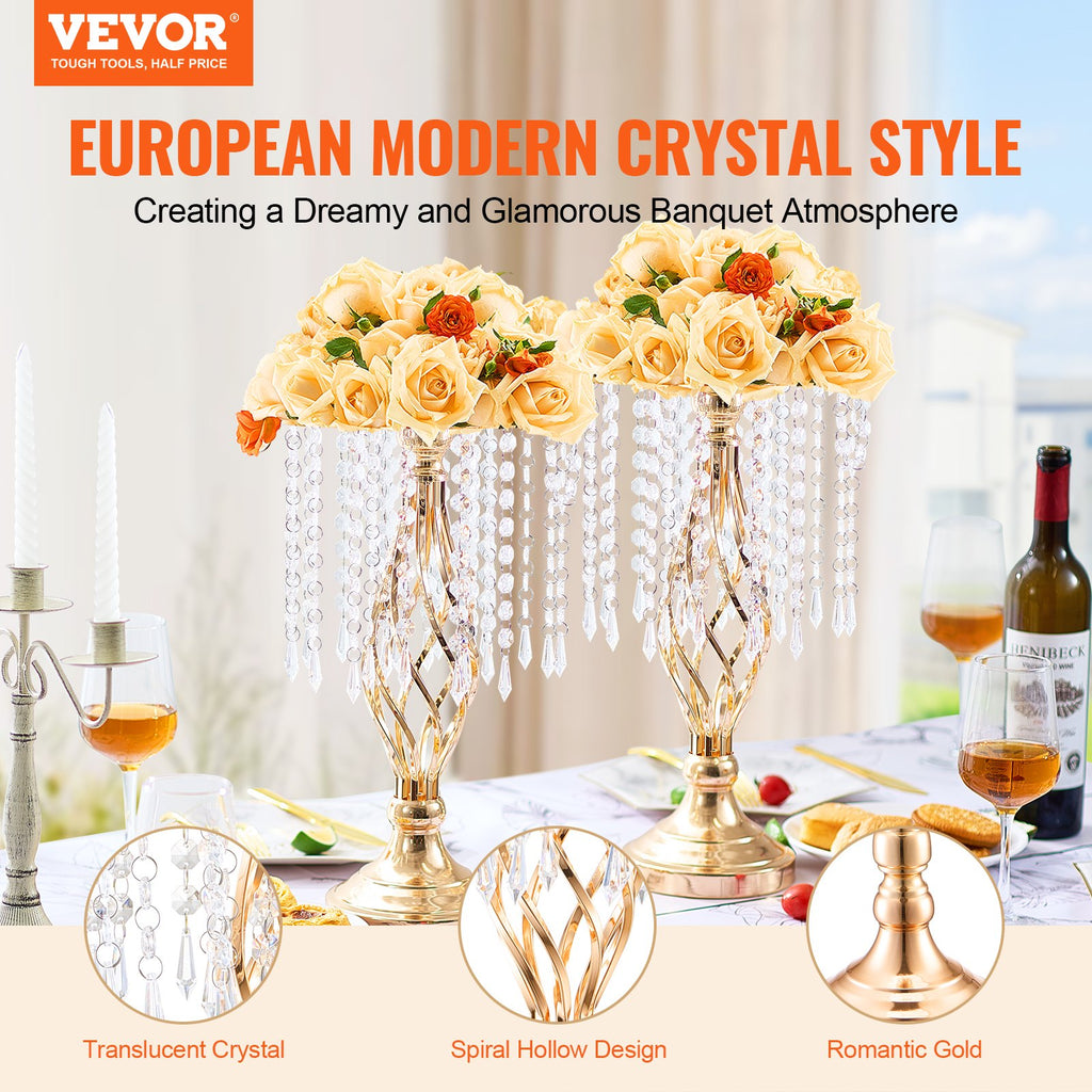 20PCS 43cm/16.9” Tall Crystal Wedding Flower Stand Vase For Party Decor - Image 2