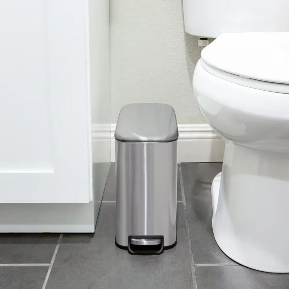Bathroom Trash Can Combo 1.3 Gallon Stainless Steel Slim Step Garbage Bin with