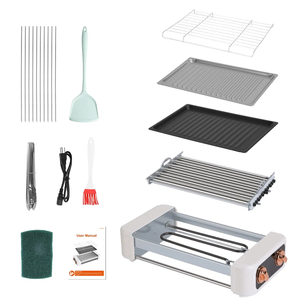 3 In 1 Electric Hot Dog Roller Machine with Grill & Griddle 6 Roller Hot Dog - Image 3