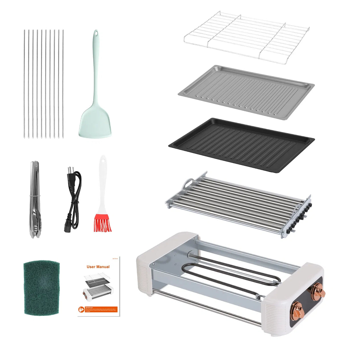 3 In 1 Electric Hot Dog Roller Machine with Grill & Griddle 6 Roller Hot Dog - Image 3