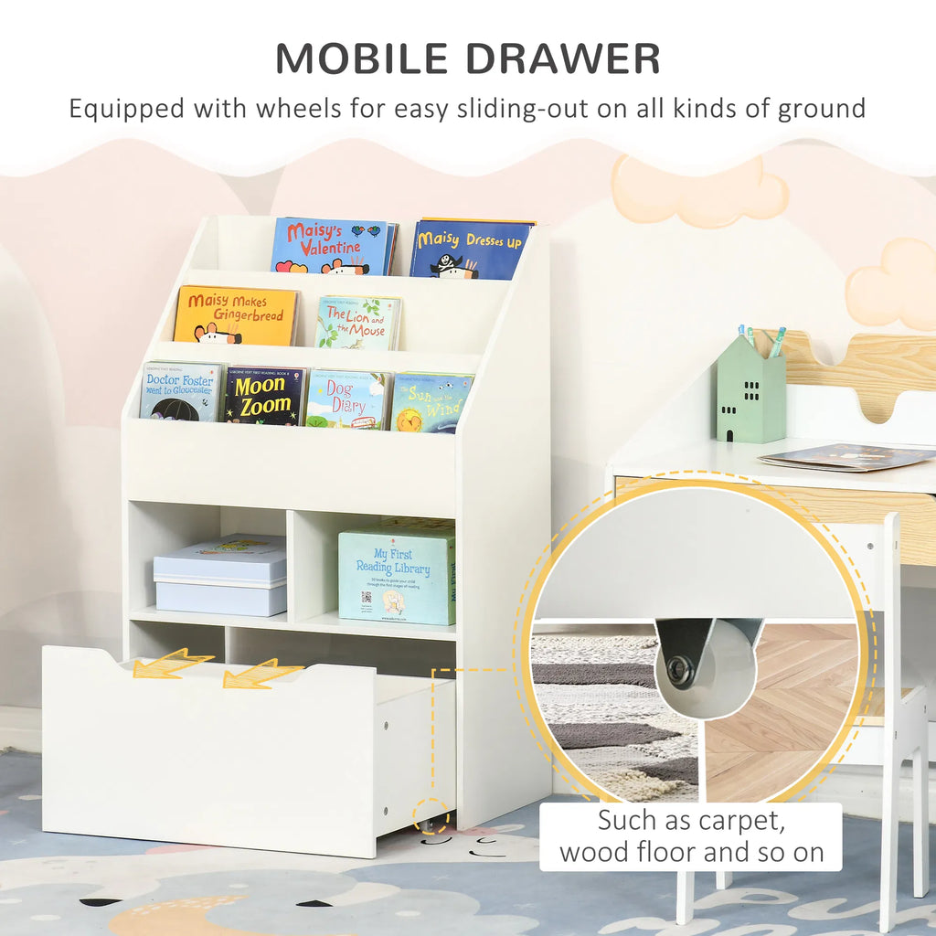 Kids Bookcase Multi Shelf Rack Organizer with Storage Drawer for Books for - Image 5