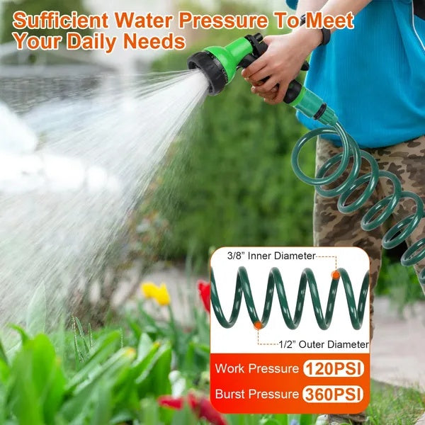 Flexible Self Coiling Recoil Garden Hose with Spray Nozzle - Additional Product View Garden Hose