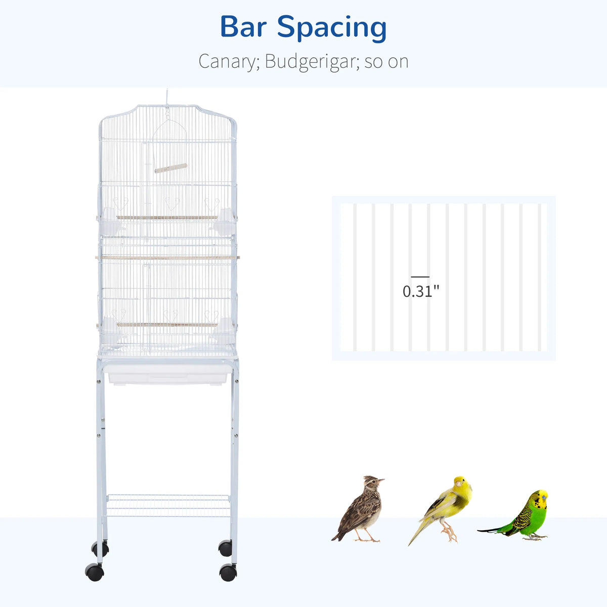 62" Rolling Bird Cage Cockatoo House Play Top Finch Pet Supply with Storage - Image 4