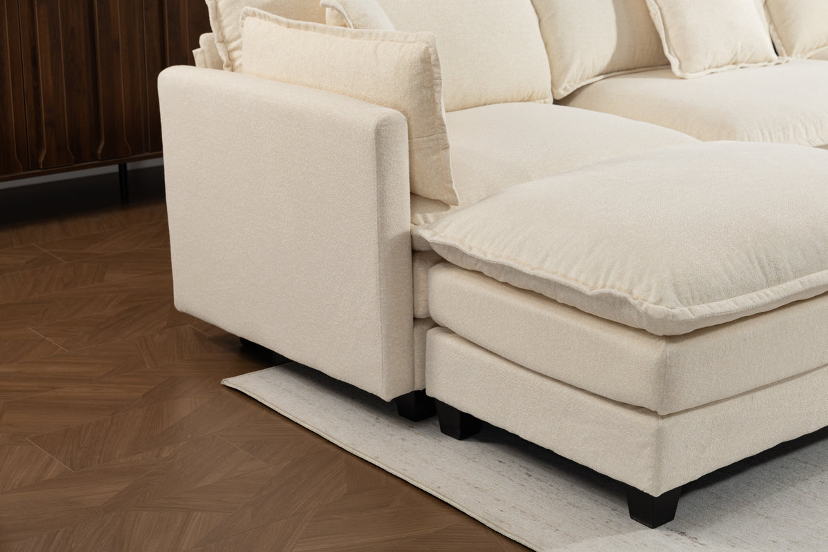 Modern 4seats with 2ottoman 149.61"Sectional Sofa with Waist Pillows 4 seat - Image 3