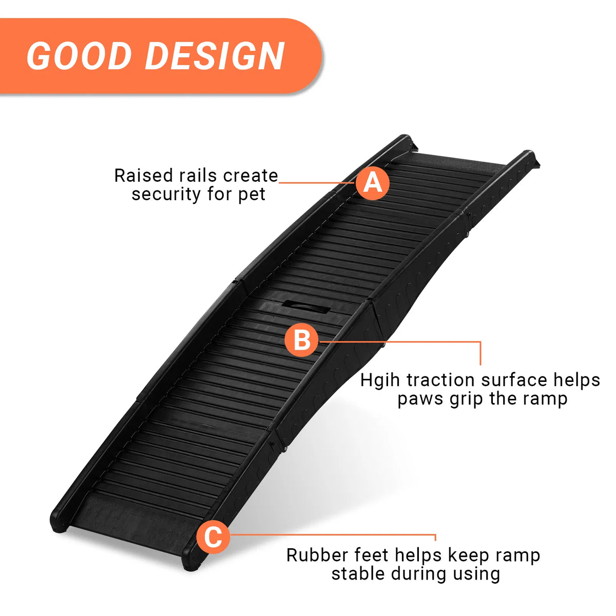 60 inch Nonslip Folding Dog Ramp Tri Fold Portable Lightweight Pet Ramp for - Image 3
