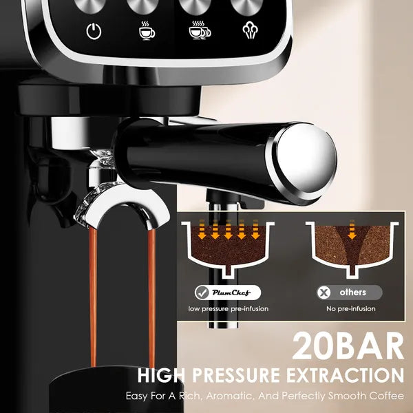 20 BAR Slim Vertical Espresso Machine With Milk Frother Built in Cup Warmer - Image 4