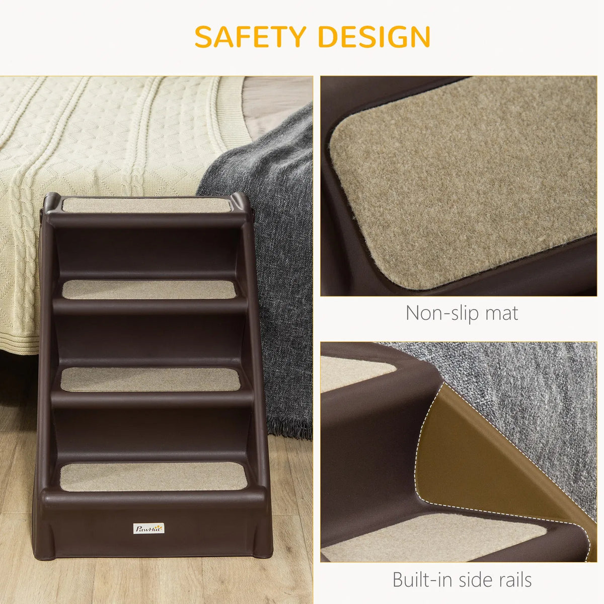 4 Level Portable Pet Stairs Foldable Dog Ramp Lightweight Cat Steps with - Image 3
