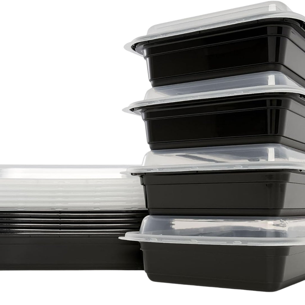 Reusable Food Storage Containers Compartment 28 Oz Meal Prep - In-Use and Feature Display