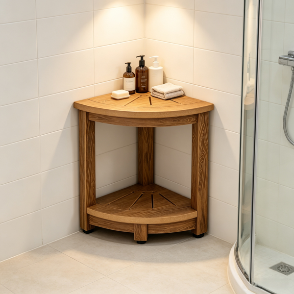 Corner Shower Bench Seat View for Bathroom and Outdoor Shower