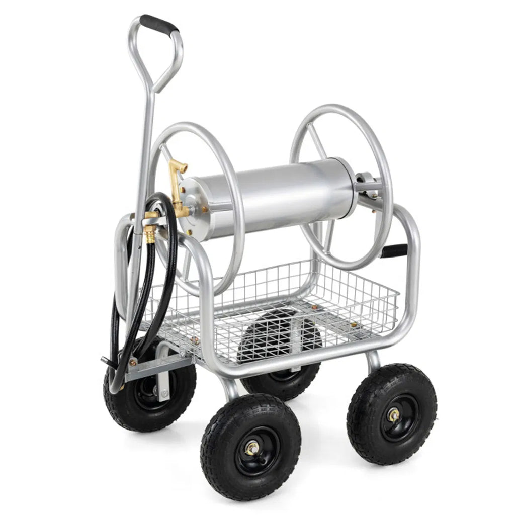 Heavy Duty Garden Hose Reel Cart with 10" Pneumatic Wheels Large Capacity Hose - Image 2