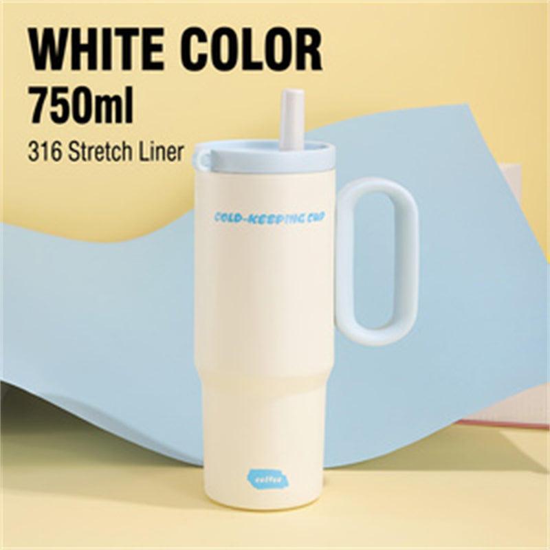 26oz Insulated Tumbler With Handle & Straw Stainless Steel Cold Cup Keeps - Image 4