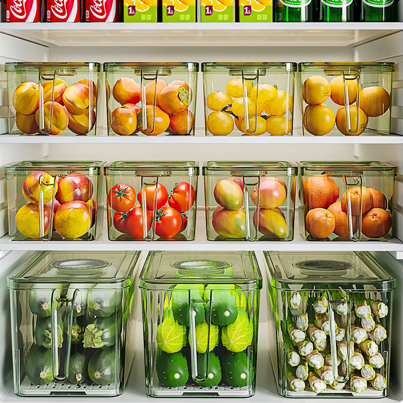 transparent food grade drainable refrigerator in use lifestyle