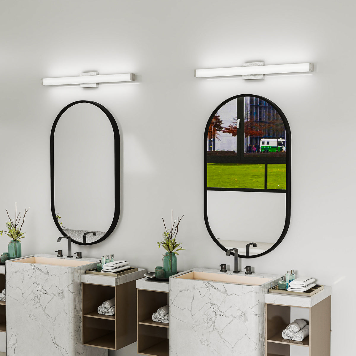 bathroom vanity light brushed nickel detail and structure