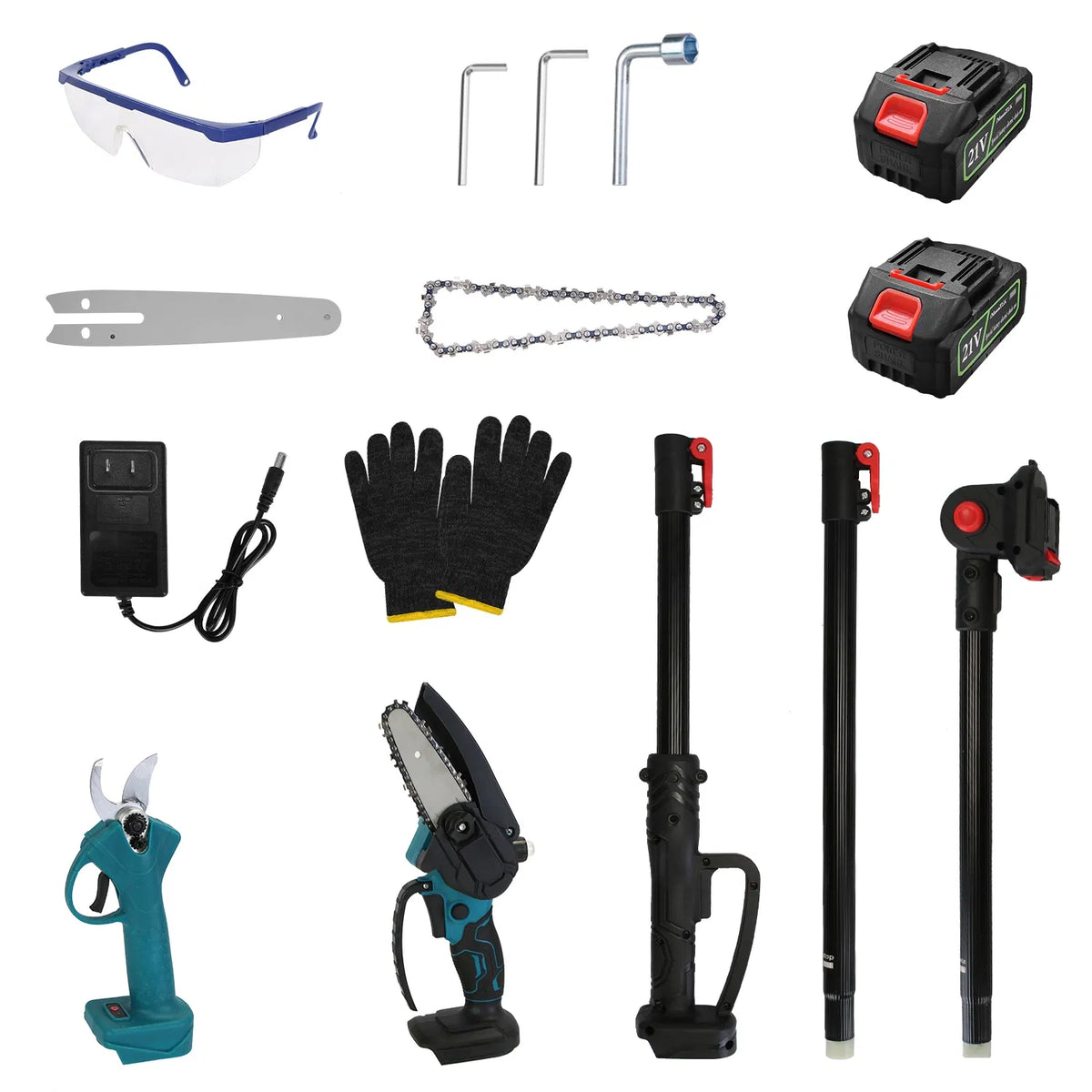 4 in 1 Cordless Pole Pruning Shears and Electric Chainsaw Set with Extension Pole - Additional Product View Pole Pruning Shears