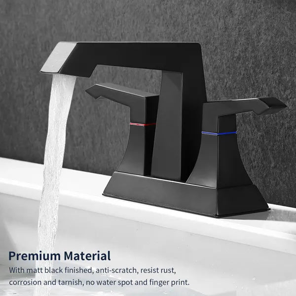 2 Handle Heavy Duty Bathroom Faucet with Drain and Supply Kits; Modern Style - Image 3