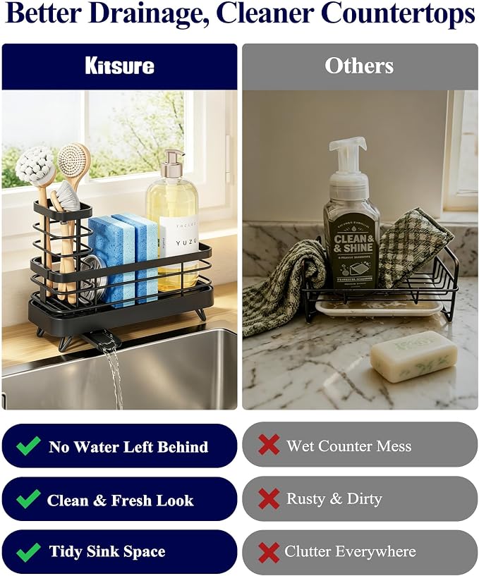 kitchen sink sponge holder organizer dimensions and features