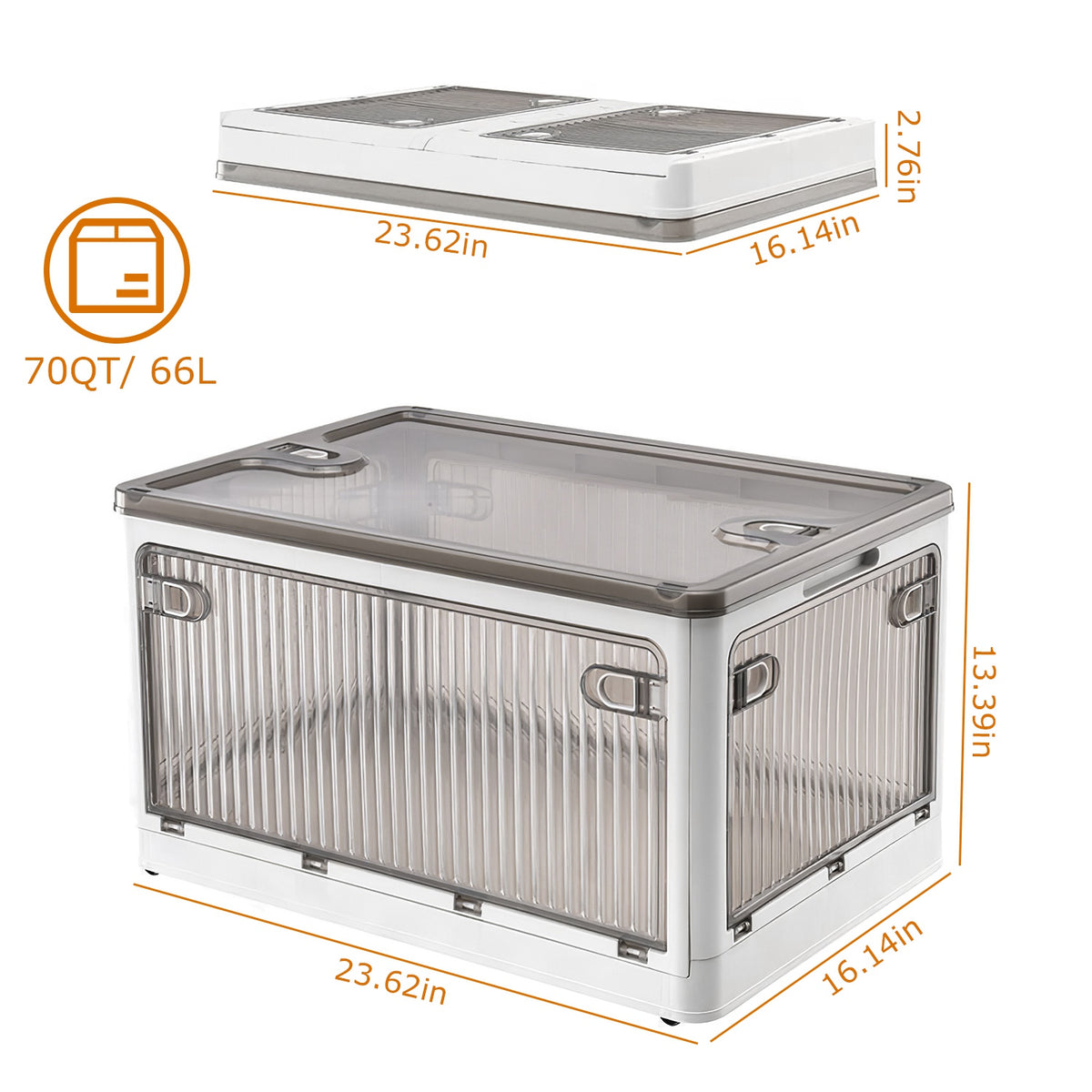 70-Quart Collapsible Stackable Storage Bin Container with Latching Doors - Detail 8