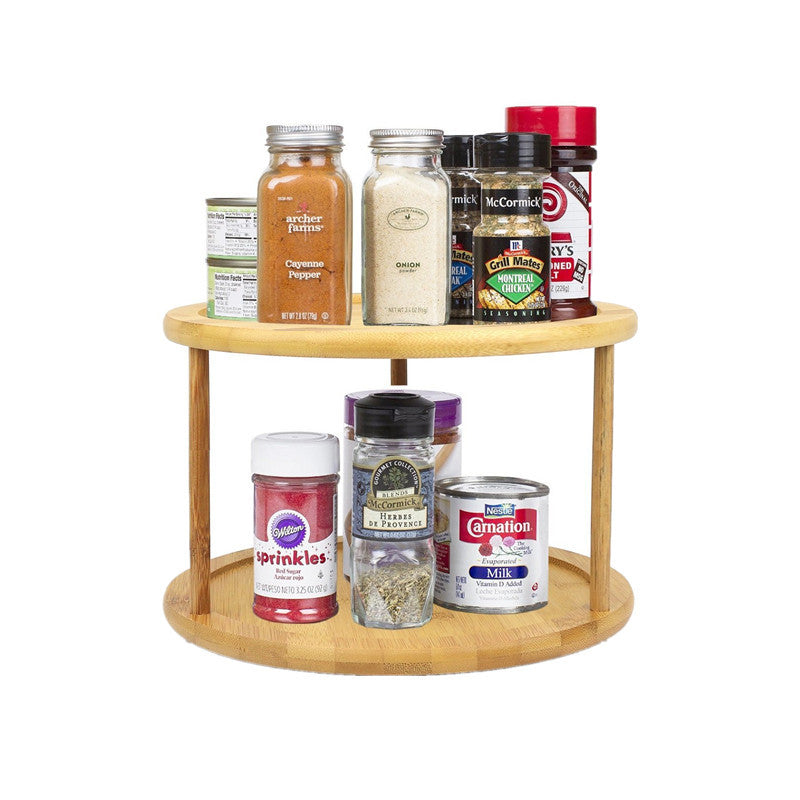 2-tier bamboo rotating spice organizer