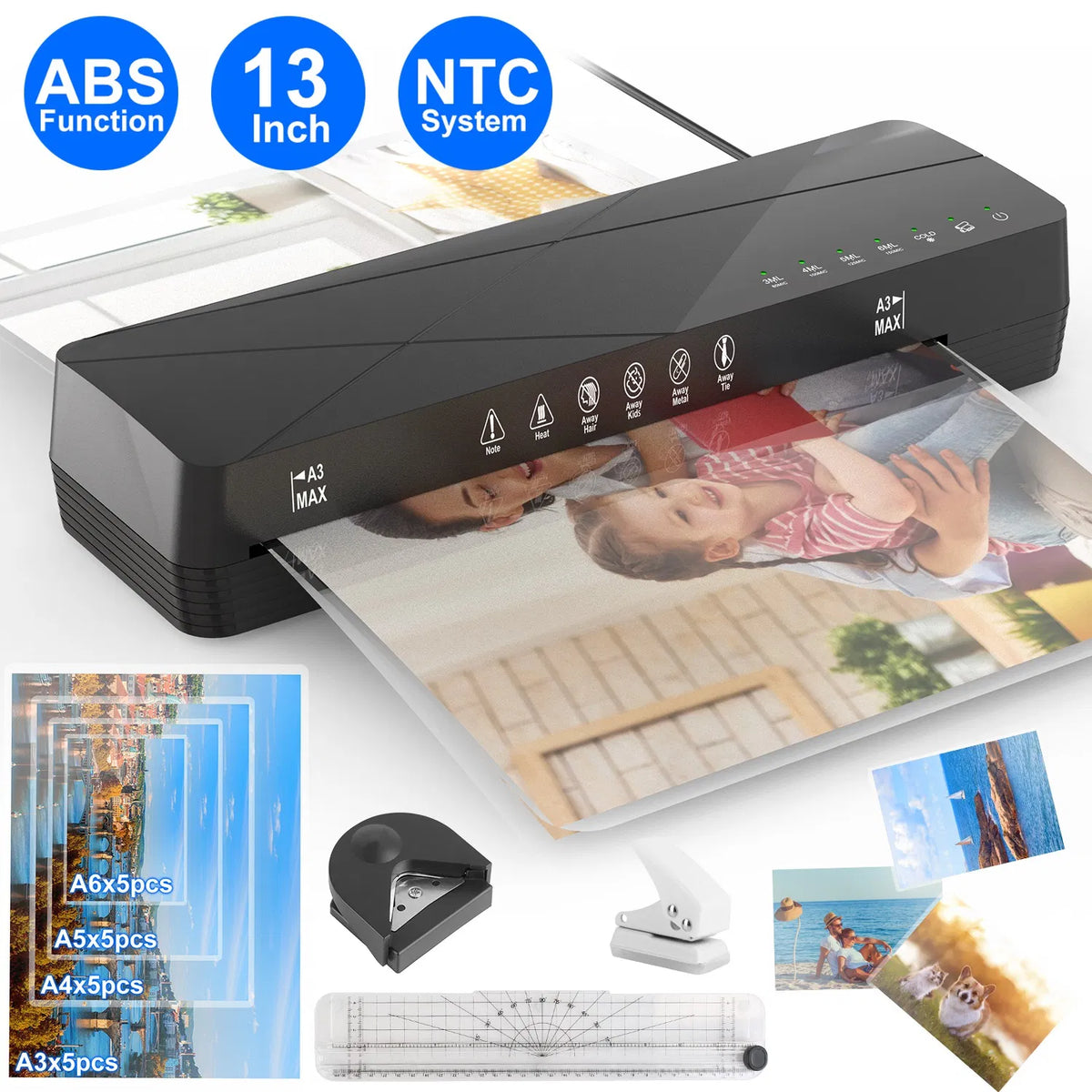 13Inch Laminator Machine Hot And Cold Mode A4 Personal Thermal Laminator With - Image 5