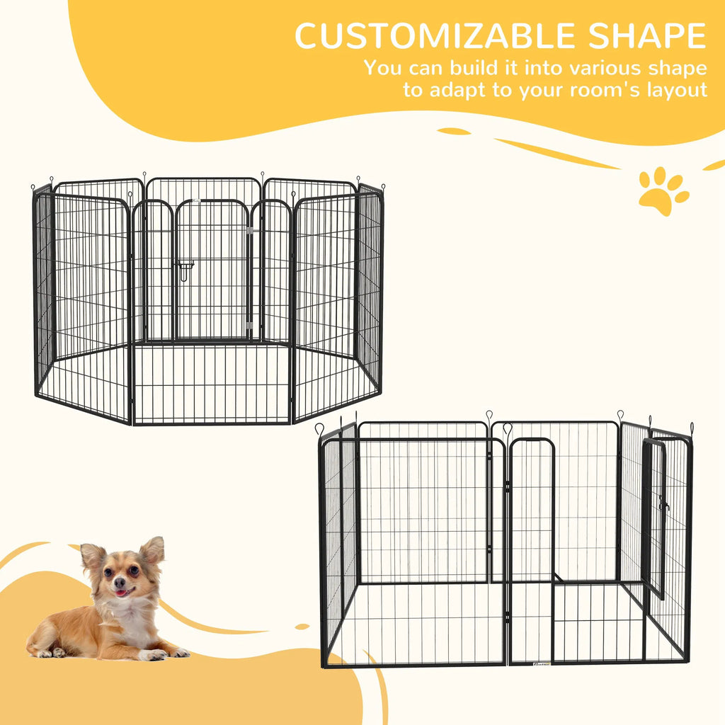 8 Panel Pet Playpen Play Yard Fence Home DIY Heavy Duty Metal Foldable Indoor