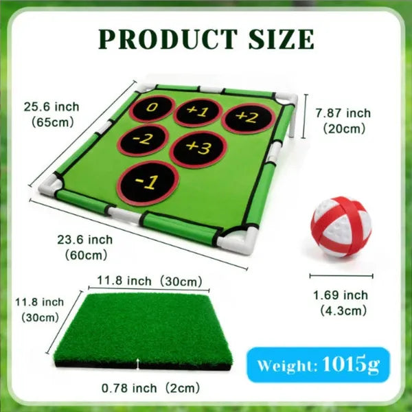 Golf Chipping Game Mat Set With Target Net Indoor Outdoor Practice Game With