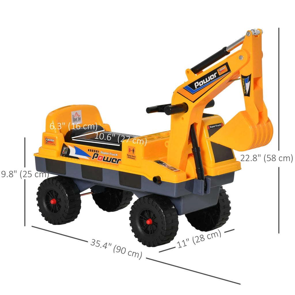 No Power Ride On Excavator Construction Digger Multi Functional Truck Toy with - Image 2