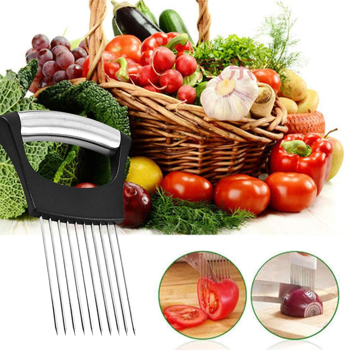 Stainless Steel Onion Holder For Slicing Onion Slicer Guide Kitchen Cutting - Image 5