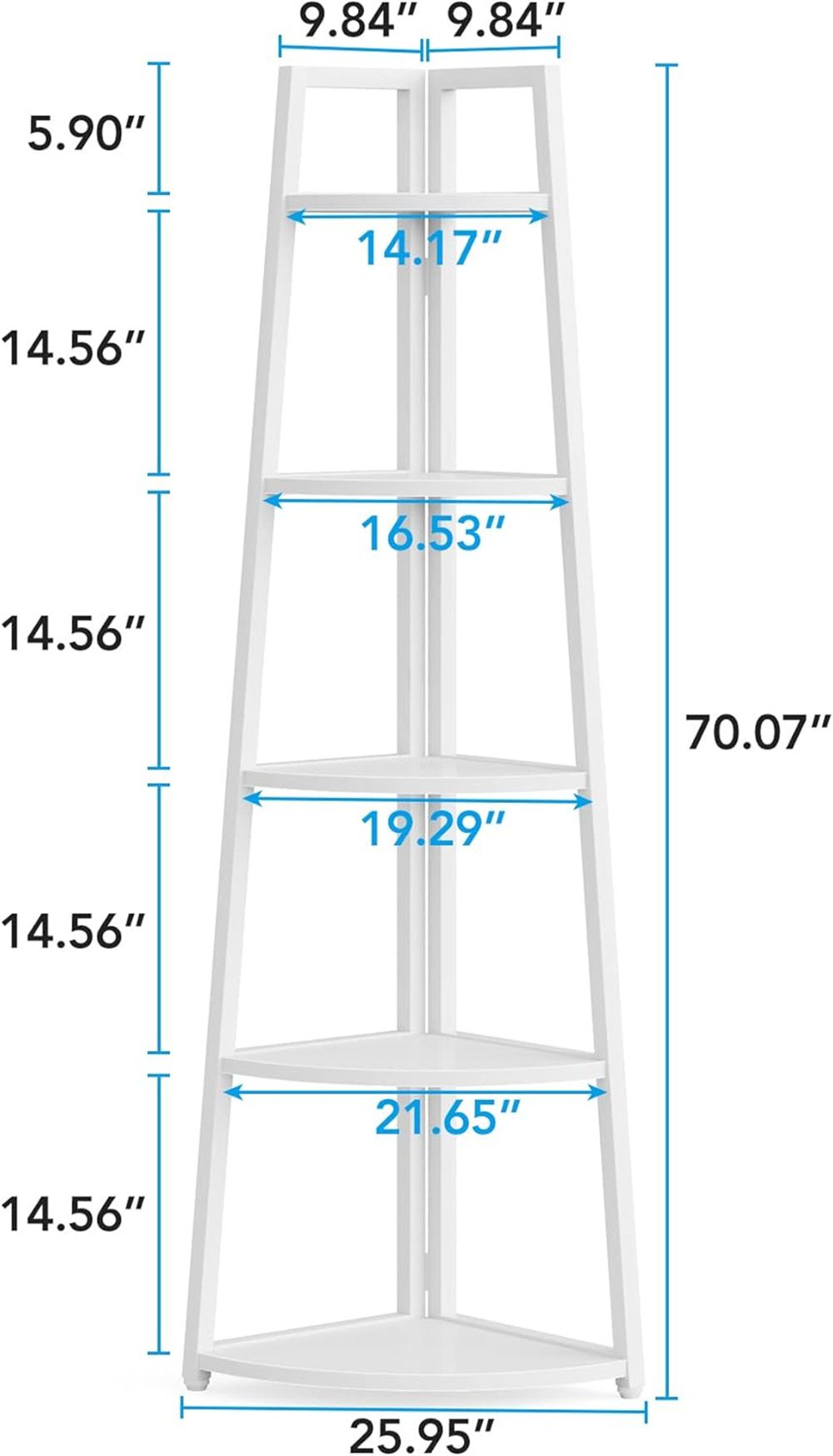 White Five-Tier Corner Storage Shelf