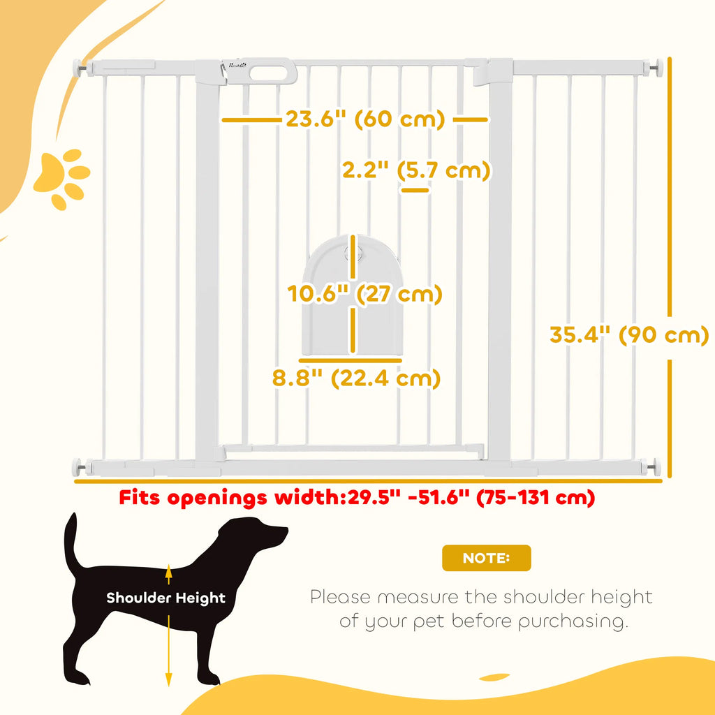 30" 52" Extra Wide Pet Gate Barrier with Small Door 35"H Dog Gate with Safety - Image 4