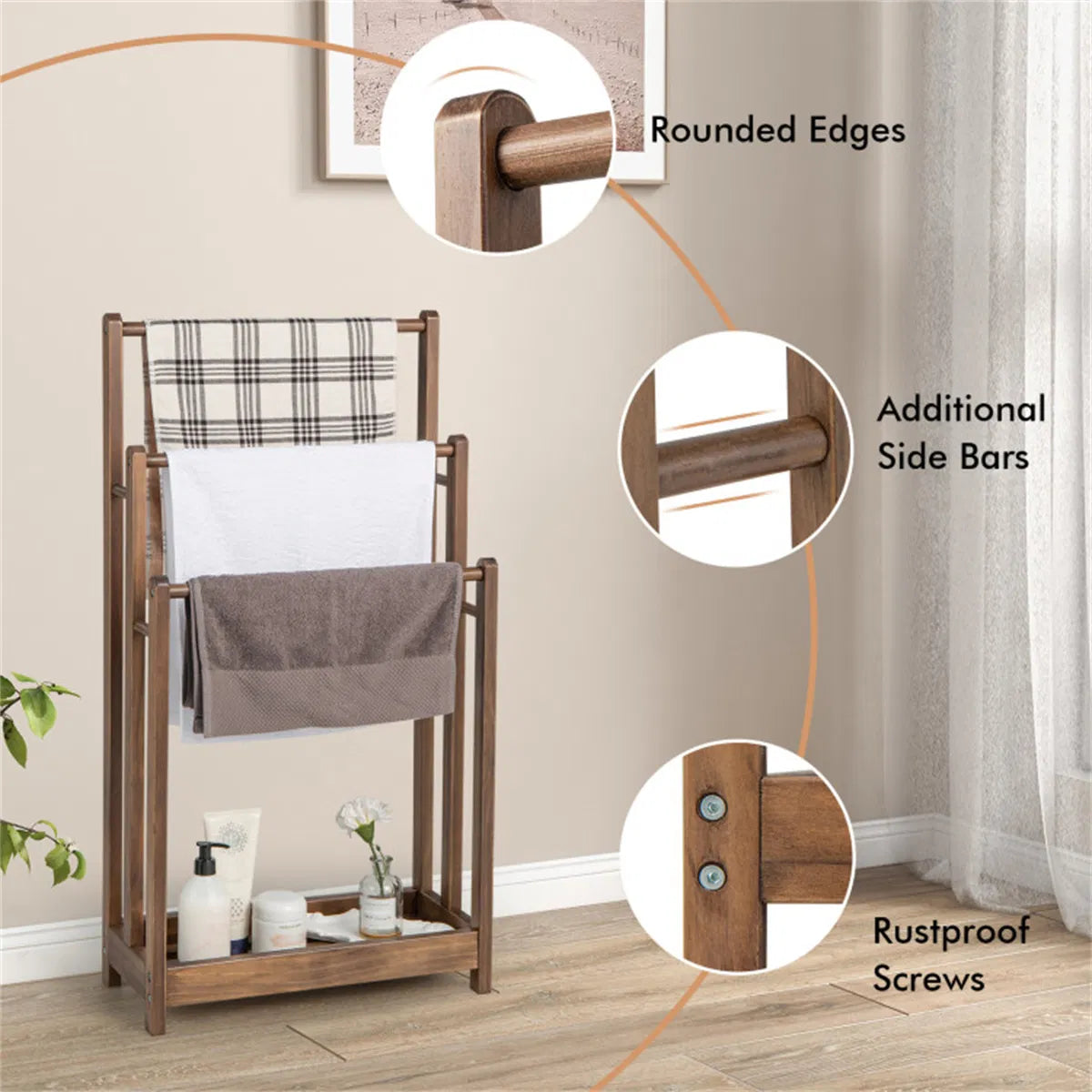 Vertical Towel Rack Brown - Additional Product View 6