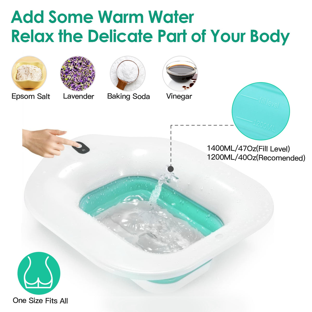1Pc Foldable Postpartum Care Basin Sitz Toilet Seat Bidet Basin Battery Powered - Image 5
