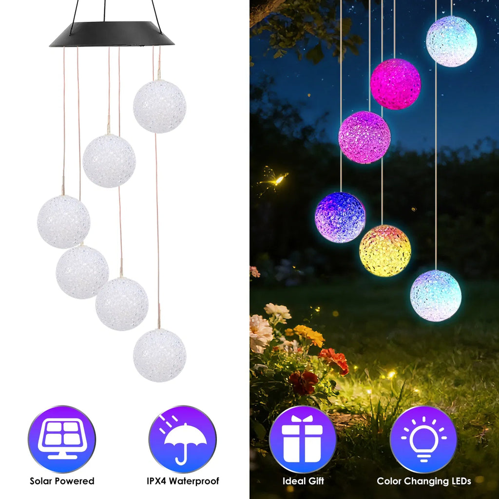 Solar Ball Wind Chime 7 Color Changing Wind Chime for Outside IPX4 Waterproof - Image 5