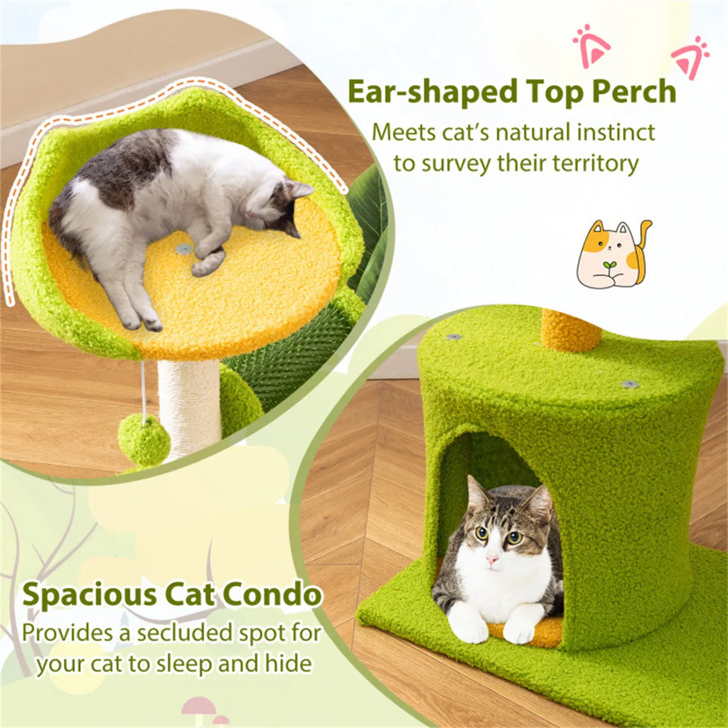 Cat Tree 22LBS Capacity Palm Tree Design with Self Groomer & Scratching Posts - Image 5