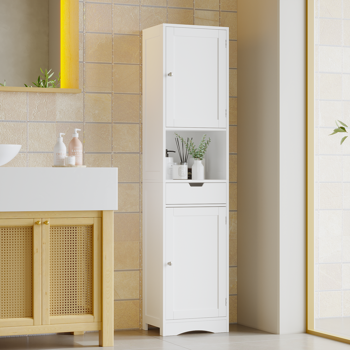 67-Inch Tall Bathroom Linen Cabinet