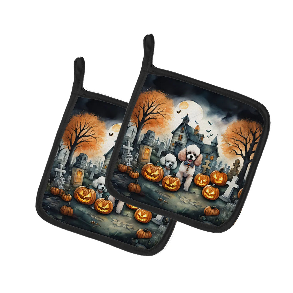 Poodle Spooky Halloween Pair of Pot Holders Kitchen Heat Resistant Pot Holders