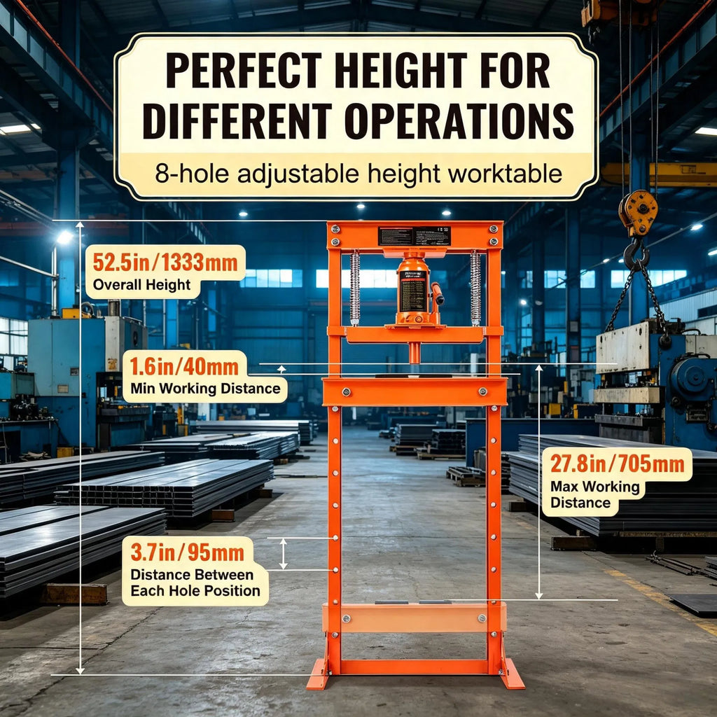 12 Ton H Frame Hydraulic Shop Press with Adjustable Floor Plates - Additional Product View 5