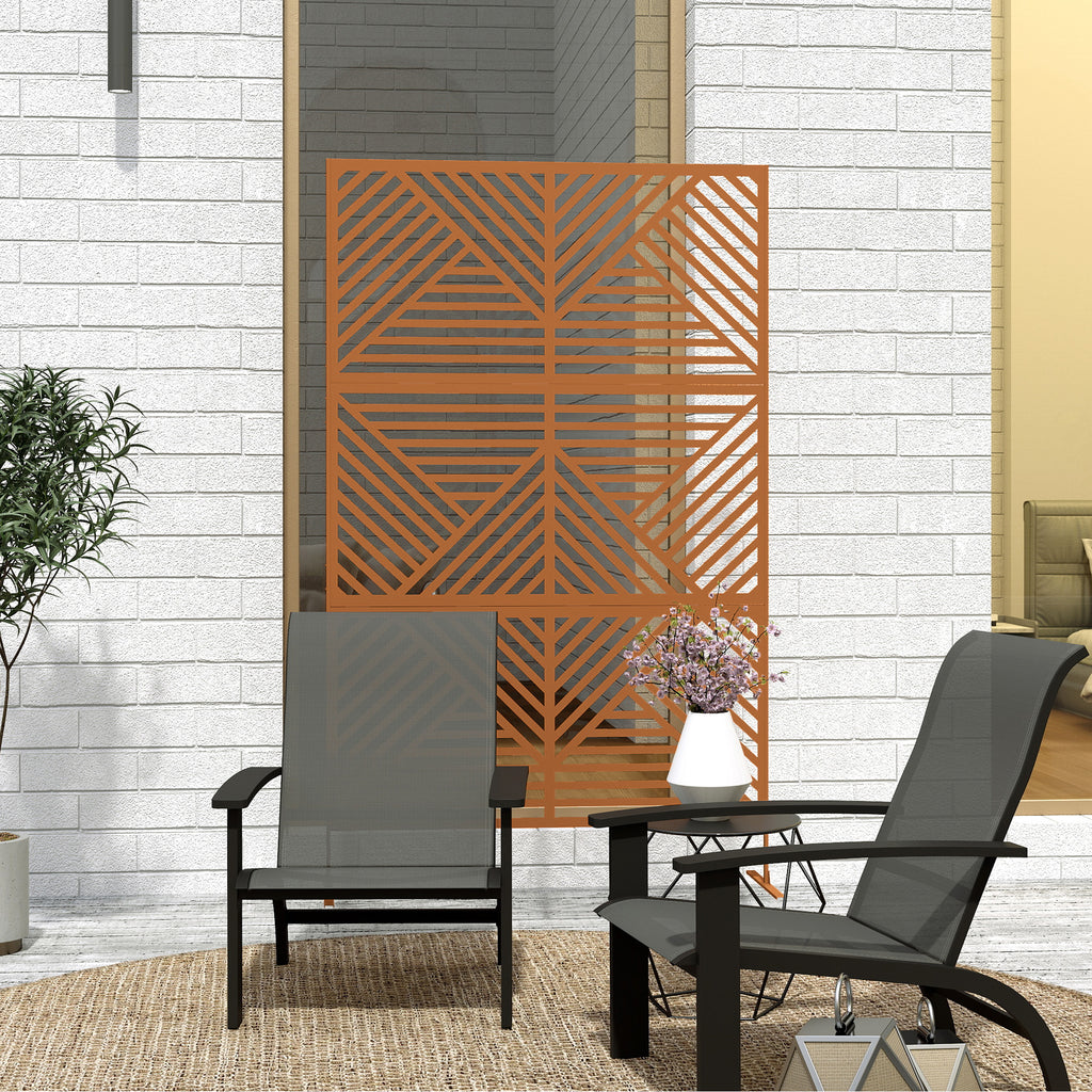 Decorative Privacy Fence Screen Metal Outdoor Privacy Screen Climbing Plant Trellis with Stand Rhombus Brown - Additional Product View 6