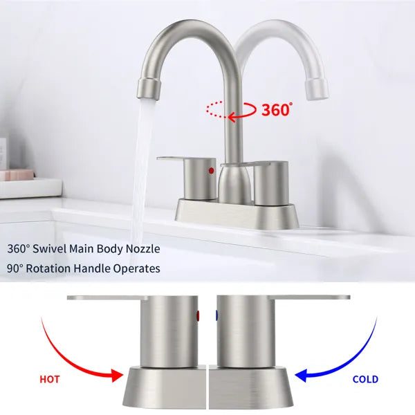 2 Handles Bathroom Sink Faucet Brushed Nickel Centerset RV Bathroom Faucets - Image 5