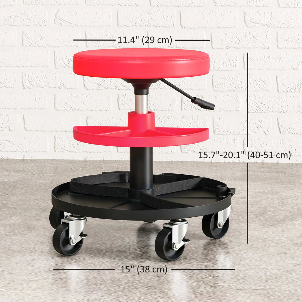 Rolling Garage Stool 300 LBS Capacity Mechanic Stool with 2.5" Wheels Tool - Image 4